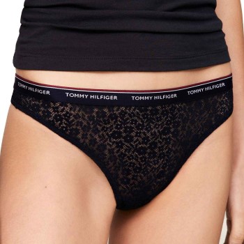 Tommy Hilfiger Trusser 3P Premium Essentials Lace Thong Flerfarvet-2 polyamid Large Dame