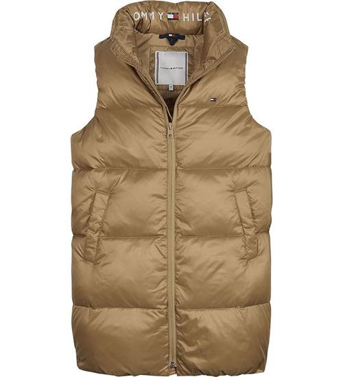 Se Tommy Hilfiger Tommy Hilfiger Dynevest - Shiny Puffer - Classic Khaki ved KidsWorld