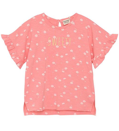 Minymo Minymo T-Shirt - Strawberry Ice m. Blomster