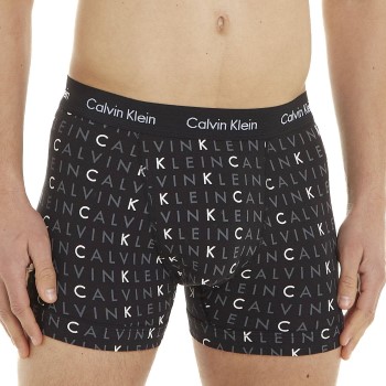 Calvin Klein 3P Cotton Stretch Trunks Sort Mønster bomuld Small Herre