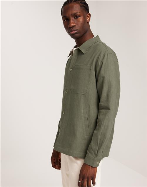 Brixtol Textiles Frank Linen Overshirts Light Moss