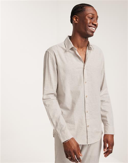 Jack & Jones Jjesummer Linen Blend Shirt Ls Sn Hørskjorter Grå