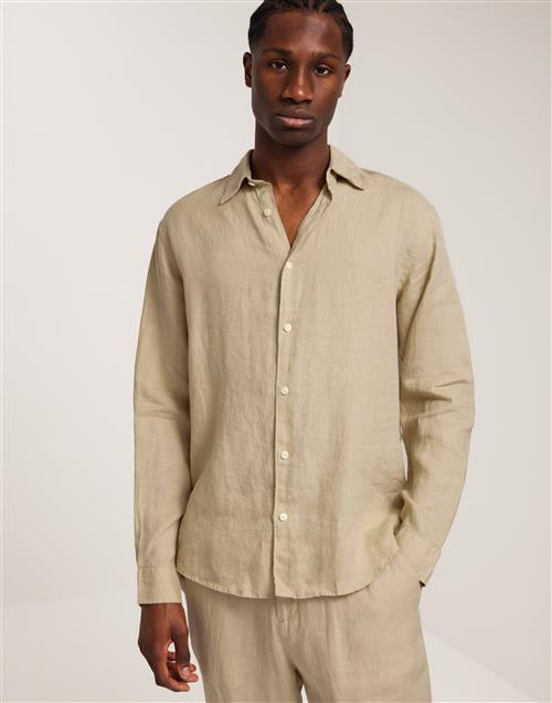 Jack & Jones Jprcclawrence Linen Shirt L/S Sn Hørskjorter Beige