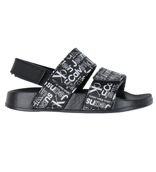 Se Calvin Klein Badesandaler - Velcro - Sort m. Hvid ved KidsWorld