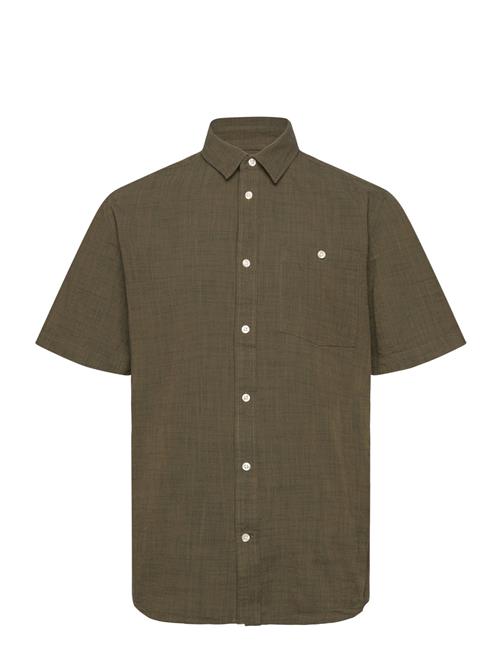 Knowledge Cotton Apparel Regular Linen Look Short Sleeve Shi Knowledge Cotton Apparel Green