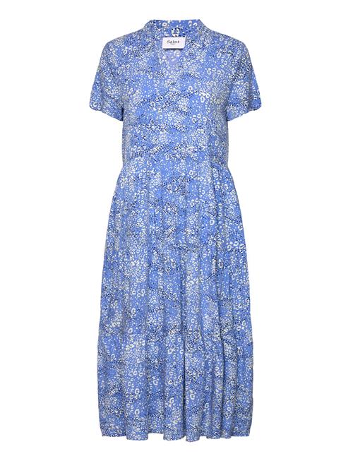 Edasz Ss Maxi Dress Saint Tropez Blue