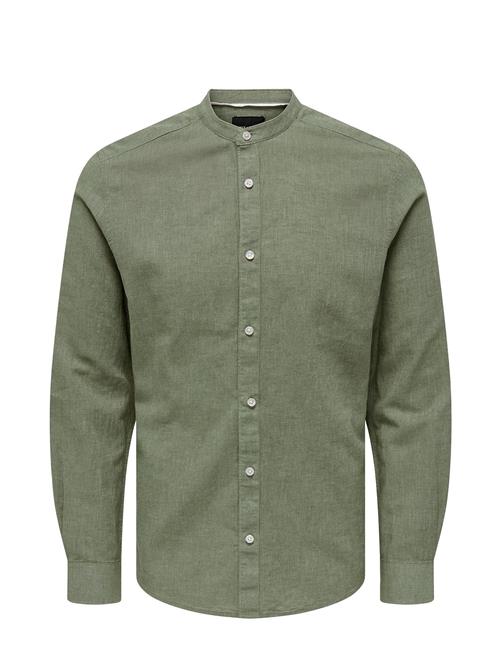 ONLY & SONS Onscaiden Ls Solid Linen Mao Shirt Noos ONLY & SONS Green