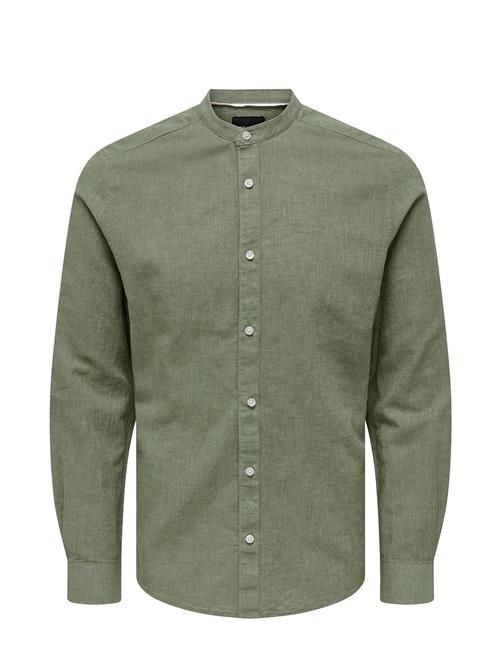 Onscaiden Ls Solid Linen Mao Shirt Noos ONLY & SONS Green