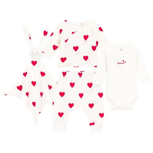 Se Petit Bateau Hjertemønstret Gavesæt Hvid | Hvid | Newborn ved Babyshop