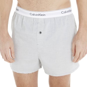 Calvin Klein 2P Modern Cotton Woven Slim Fit Boxer Sort/Grå vævet bomuld Large Herre