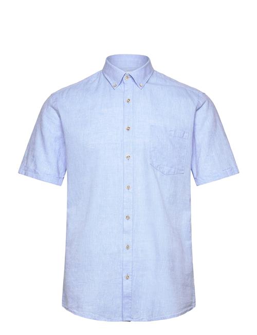 Lindbergh Cotton/Linen Shirt S/S Lindbergh Blue