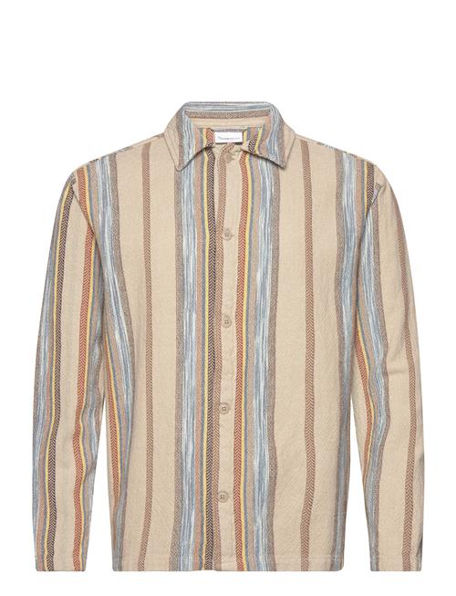 Knowledge Cotton Apparel Regular Woven Striped Overshirt - G Knowledge Cotton Apparel Beige