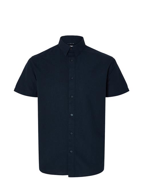 Slhreg-New Linen Shirt Ss Noos Selected Navy