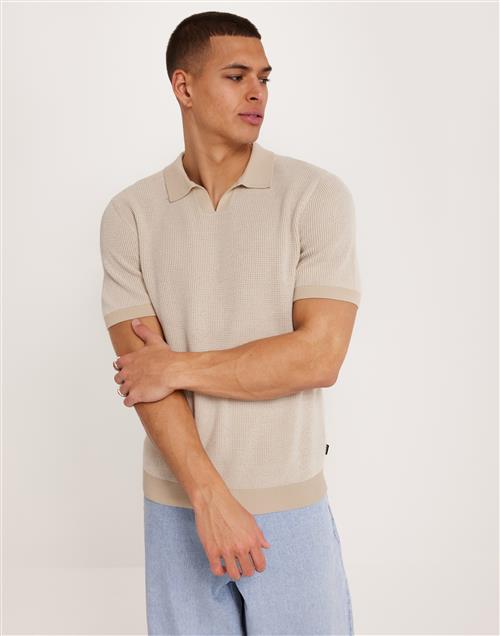 Jack & Jones Jprblabani Knit Split Neck Sn Kortærmede poloer Beige