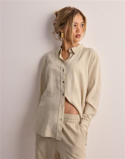 JDY - Beige - Jdysay L/S Linen Loose Shirt Wvn No