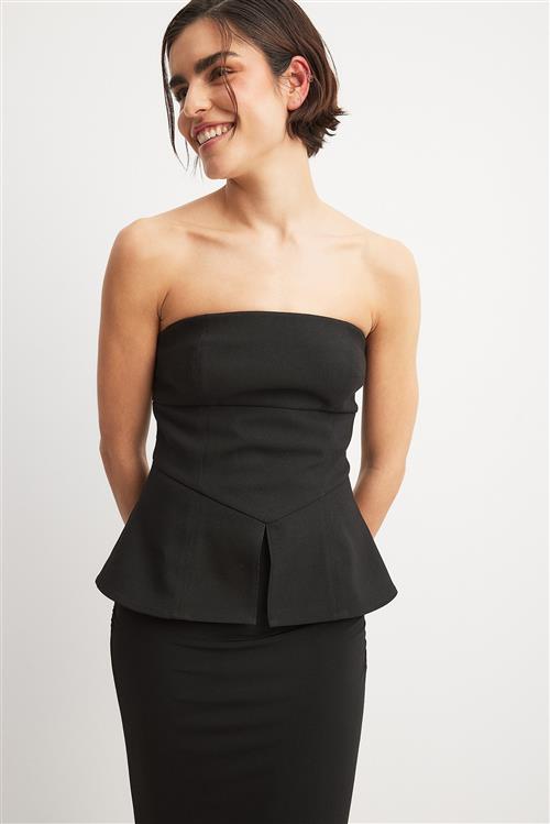 NA-KD Korsettop i peplum med bandeau - Black