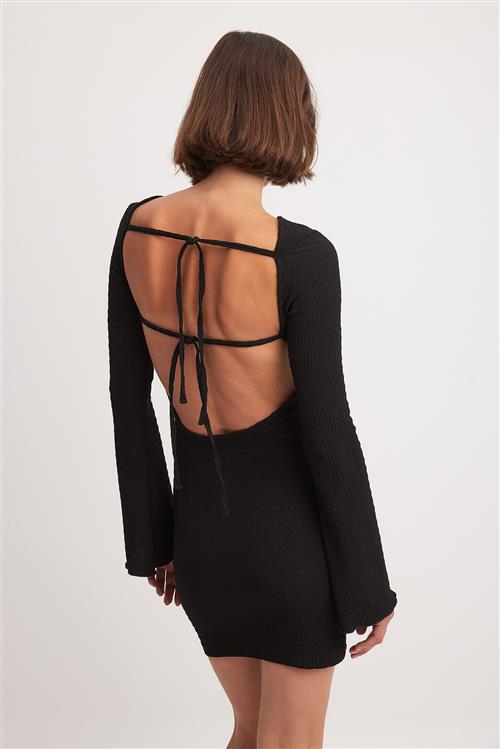 NA-KD Structured Open Back Mini Dress - Black