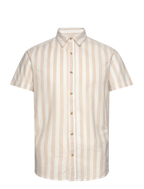 Jack & Jones Jjjoshua Oxford Stripe Shirt Ss Jack & J S Beige