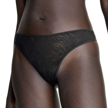 Calvin Klein Trusser Sheer Marquisette Lace Thong Sort polyamid Small Dame