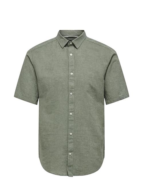 ONLY & SONS Onscaiden Ss Solid Linen Shirt Noos ONLY & SONS Green