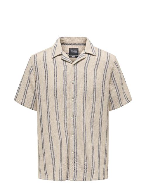 ONLY & SONS Onstrev Life Reg Struc Stripe Ss Shirt ONLY & SONS Beige