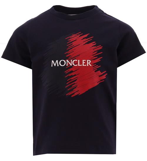 Se Moncler Moncler T-shirt - Navy/RÃ¸d ved KidsWorld