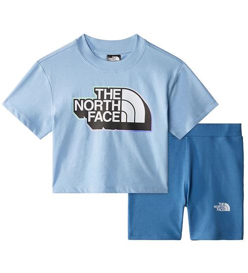 Se The North Face ShortssÃ¦t - T-shirt/Cykelshorts - Steel Blue/Ind ved KidsWorld