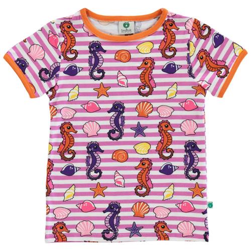 Småfolk Mønstret T-shirt Med Søhester Spring Pink | Lilla | 4-5 years