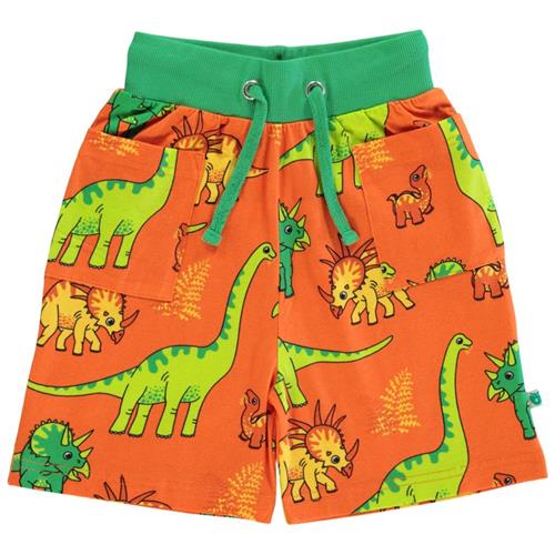 Se Småfolk Mønstret Sweatshorts Med Dinosauruser Orange | Orange | 5-6 years ved Babyshop