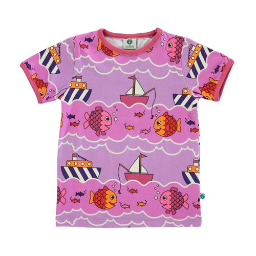 Småfolk Mønstret T-shirt Med Båder Og Fisker Violet Tulle | Lilla | 3-4 years