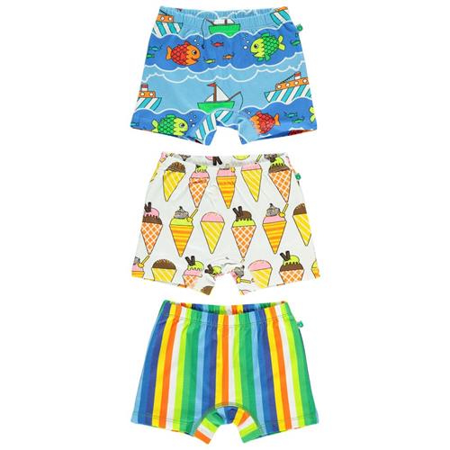 Småfolk 3-pak Mønstret Boxers Blue Grotto | Blå | 7-8 years