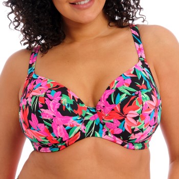 Elomi Savaneta Underwire Plunge Bikini Top Sort blomstret G 85 Dame