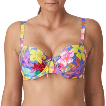 Se PrimaDonna Sazan Padded Balcony Bikini Top Blå Mønster D 80 Dame ved Timarco