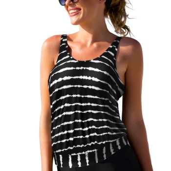 Wiki Kreta Tankini Top Sort Mønster C/D XXL Dame