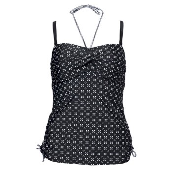 Wiki Santa Teresa Tankini Top Sort mønstret E 95 Dame