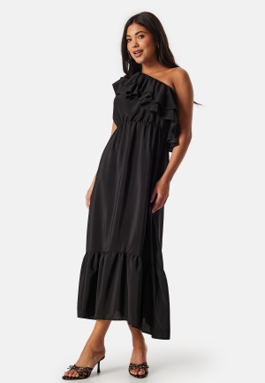 Se John Zack One Shoulder Ruffle Maxi Dress Black XXL (UK18) ved Bubbleroom