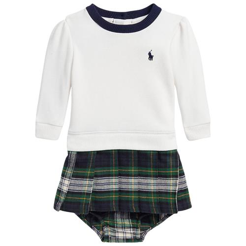 Se Ralph Lauren Kjole Med Ternet Nederdel Hvid | Hvid | 6 months ved Babyshop