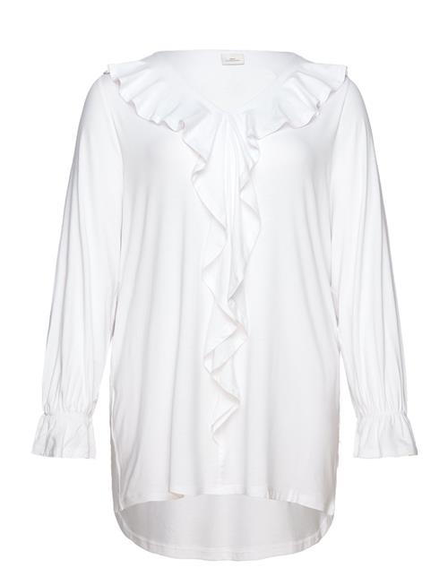 Se ONLY Carmakoma Carclarisa Life V-Neck Frill L/S Top Jrs ONLY Carmakoma White ved Booztlet