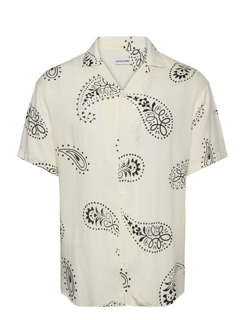 Jack & Jones Jjjeff Abstract Print Resort Shirt Ss Jack & J S White