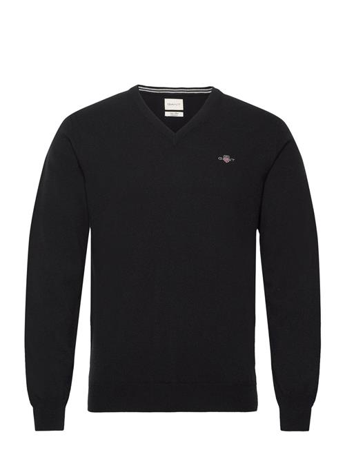 Se GANT Superfine Lambswool V-Neck GANT Black ved Booztlet