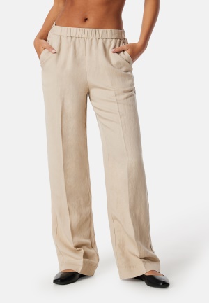 Se GANT Linen Blend Pull On Pants Beige 34 ved Bubbleroom