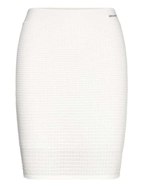 Calvin Klein Geometric Knit Fitted Skirt Calvin Klein White