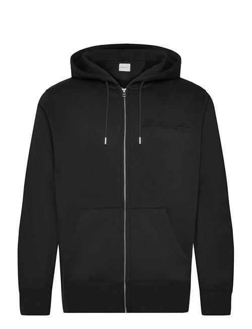 Se GANT Embossed Full Zip Hoodie GANT Black ved Booztlet