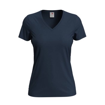 Se Stedman Classic V-Neck Women T-shirt Mørkblå bomuld Large Dame ved Timarco