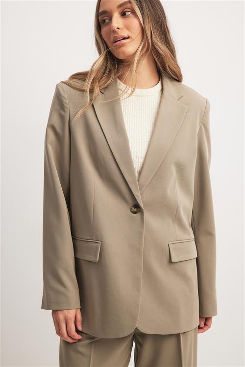 NA-KD Oversized blazer med en knap - Beige