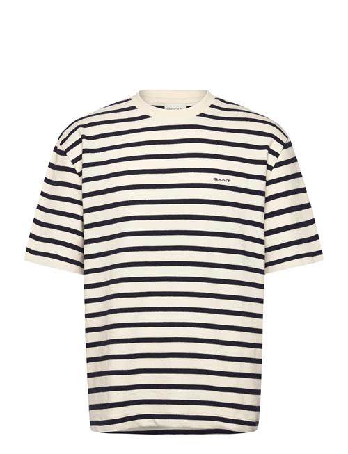 GANT Striped Textured Ss T-Shirt GANT Cream