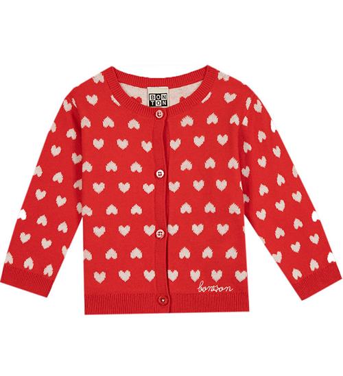 Se Bonton Bonton Cardigan - Strik - Lilet Maille - Coeur Rouge ved KidsWorld