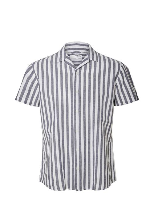 Slhrelaxnew-Linen Shirt Ss Resort Selected Homme Blue