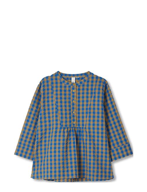 Se Juna Bæk&Bølge Irene Shirt M/L Blå/Okker Juna Blue ved Booztlet