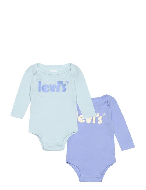 Se Levi's Levi's® Poster Logo Long Sleeve Bodysuit 2-Pack Levi's Blue ved Booztlet